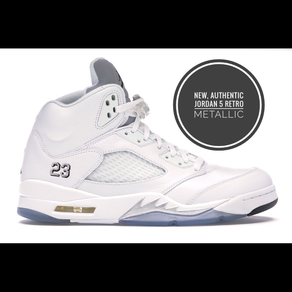 New Jordan 5 Retro Metallic White ( Men size 11)